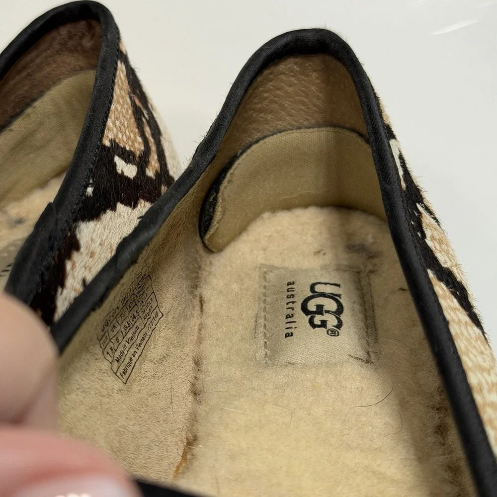 Ugg‎ Animal Print Leather Flats 7.5 Shearling Insole Comfort Loafer Classic
